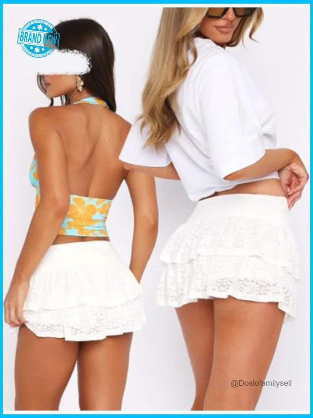 Lace Ruffle Mini Skort High Waisted See Through Pleated Y2K Cute Short Skirt